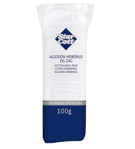 [IU-ALGZ-100G] Algodón Hidrófilo en Zig Zag Blanco - Bolsa de 100 g